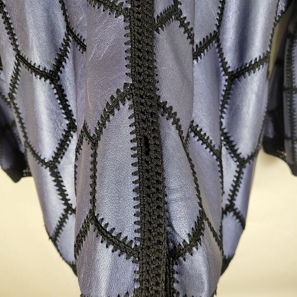 Vintage The Hide Out Purple Leather Patchwork Coat Sz XL Boho Hippie Whimsigoth - Picture 5 of 9